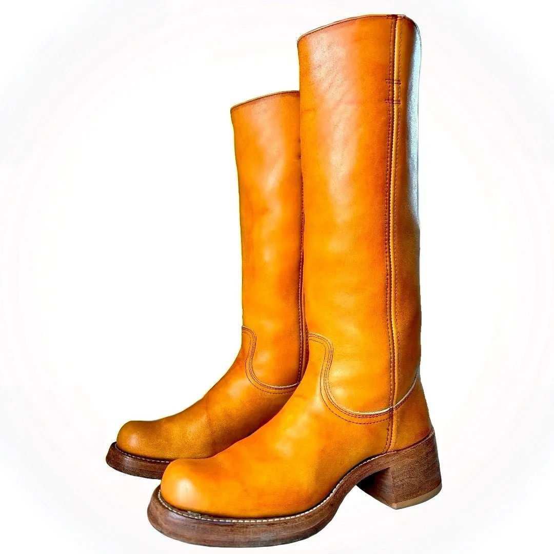 FRYE True Vintage Black Label Campus Knee High Western Boots