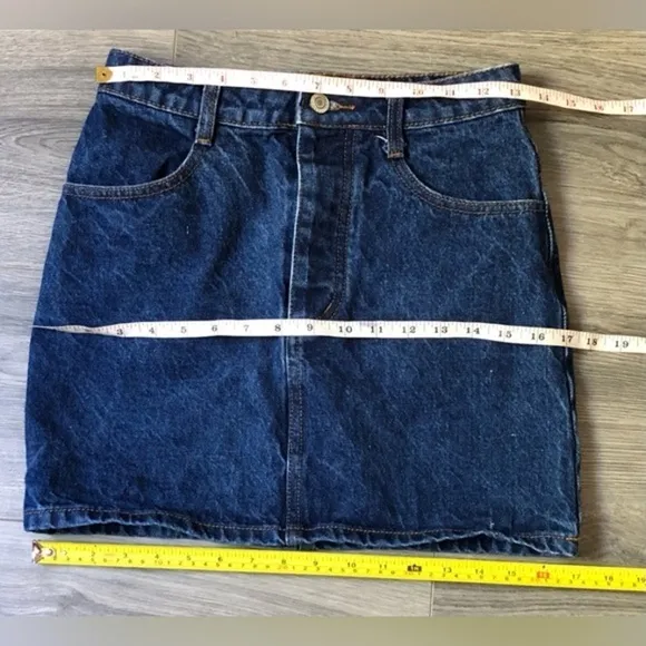 John Galt Button Fly Denim Mini Skirt