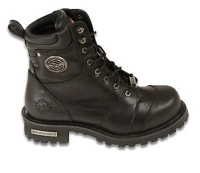 MEN'S MOTORBIKE REAL LEATHER 8 INCH CLASSIC LOGGER BOOT THICK LEATHER WITH LACES