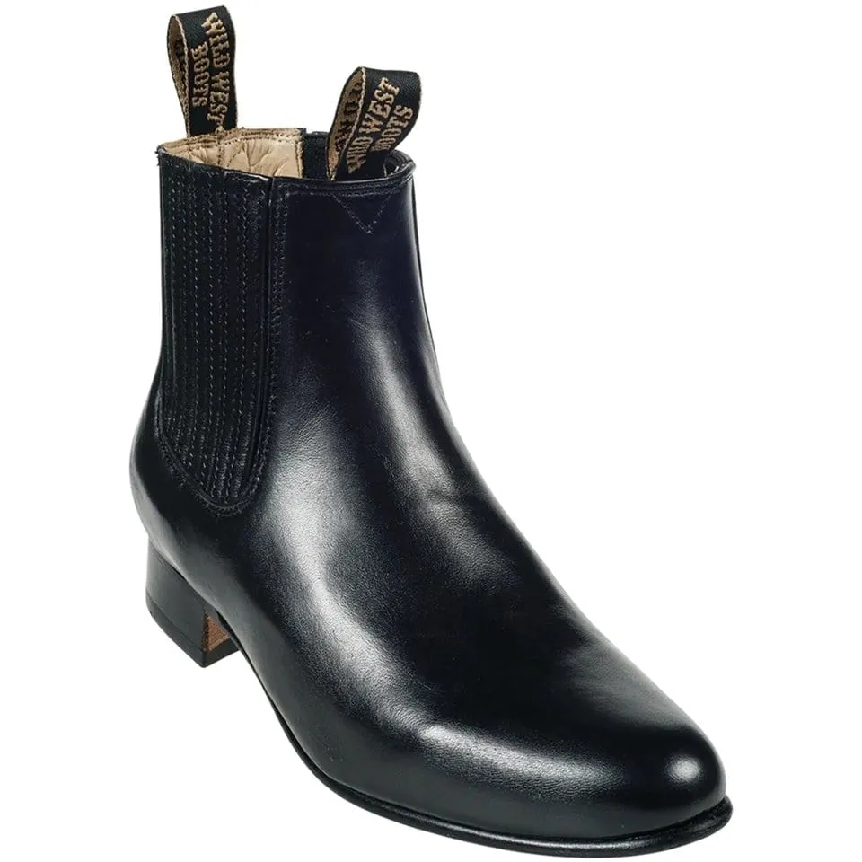 Men's Wild West Deer Skin Round Toe Charro Short Boots 26151