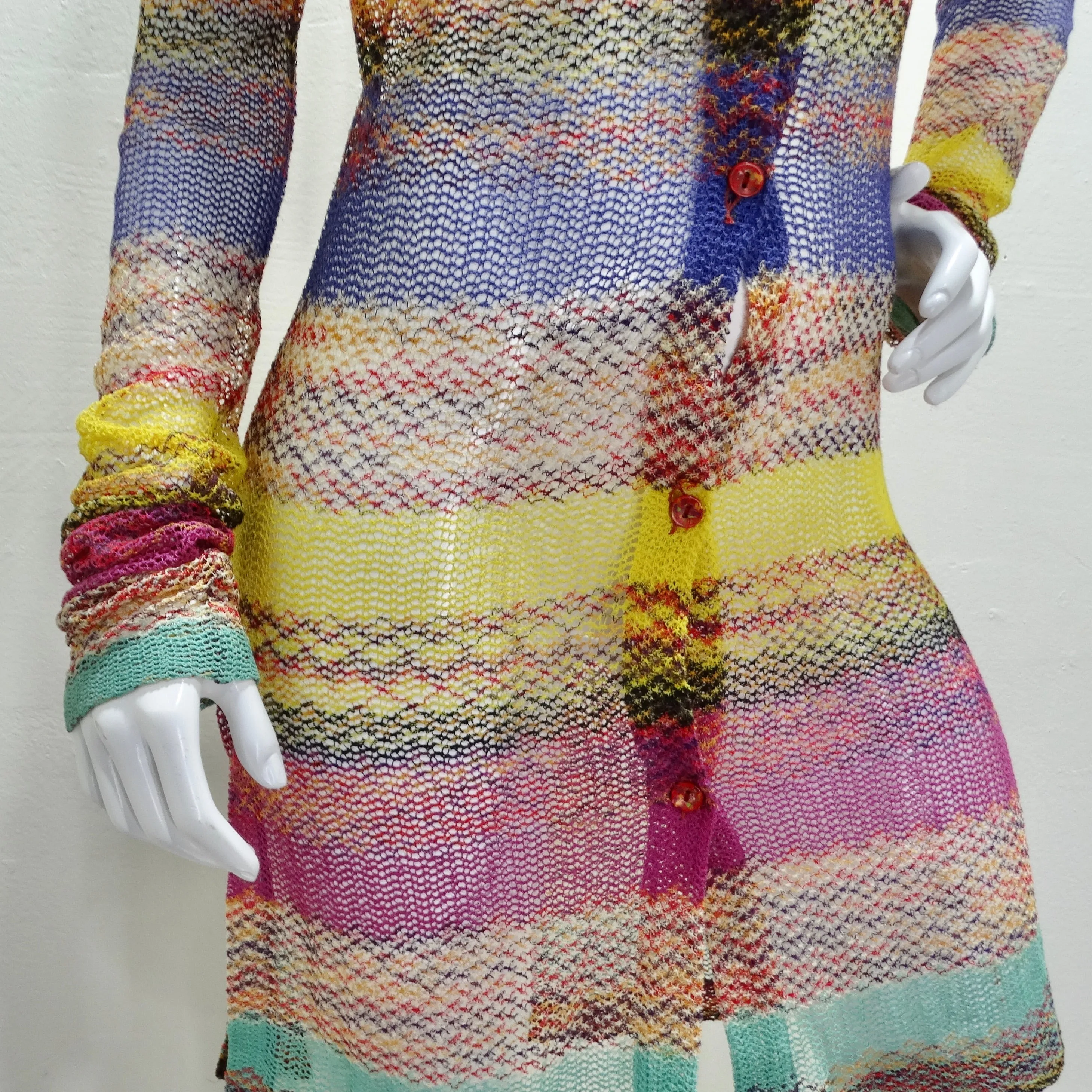 Missoni 1980s Multicolor Knit Button-Up Cardigan
